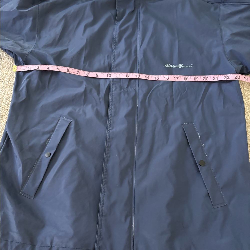 Vtg Eddie Bauer Vented Blue Mens Full Zip Hooded Waterproof Rain Jacket Medium - Picture 6 of 7